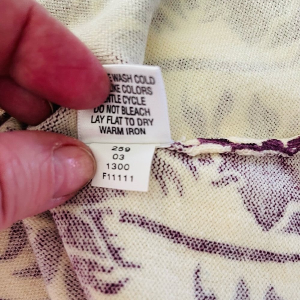 Isaac Mizrahi for Target Cream & Plum Floral Button-Up Cardigan, Size Small - Picture 6 of 6